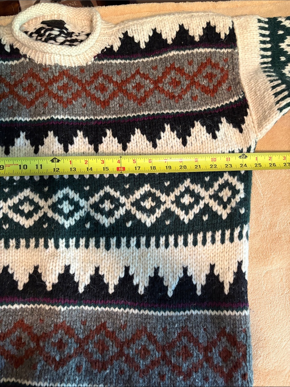 Cream Fair Isle Wool Sweater - Classic Pattern - Picture 6 of 7